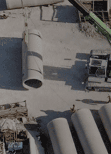 Construction site with exposed pipes