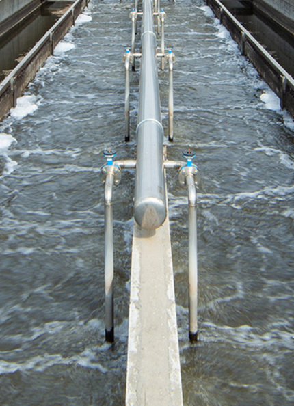 Infrastructure of the Rome South water treatment plant containing water
