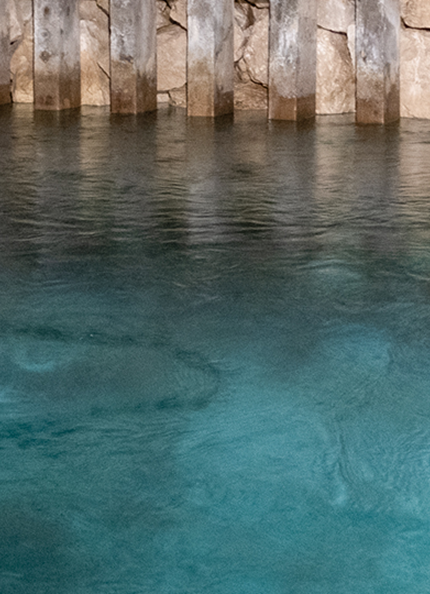 Water collection basin within the infrastructure of the Peschiera Aqueduct